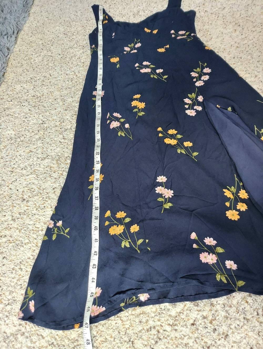 Reformation Fulton Floral Navy Blue Midi Dress Princess Margaret Size 10 - Picture 11 of 15